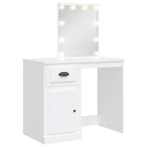 vidaXL Sminkebord med LED-lys hvit 90x42x132,5 cm
