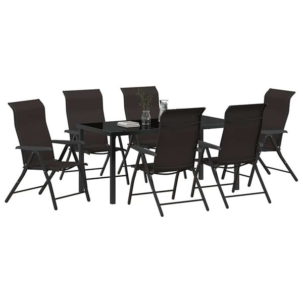 vidaXL Hage Spisegruppe 7 pcs Svart kaffe Poly rattan