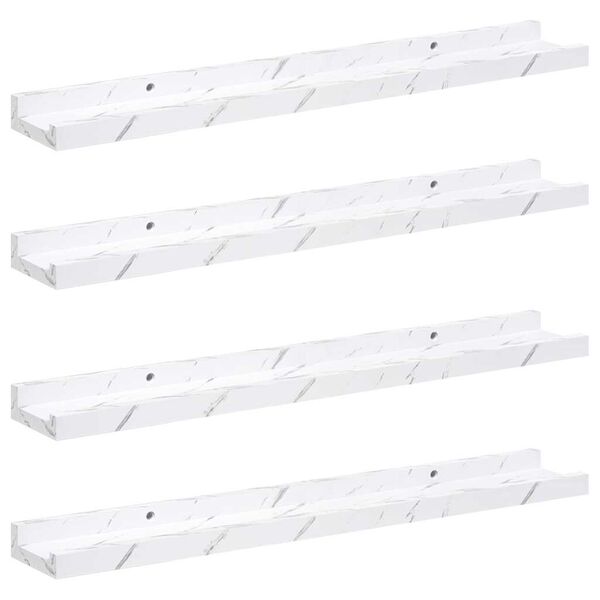 vidaXL Vegghylle 4 pcs Hvit marmor 60 x 9 x 3 cm Konstruert tre