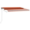 vidaXL Manuell uttrekkbar markise med LED 450x350 cm oransje og brun