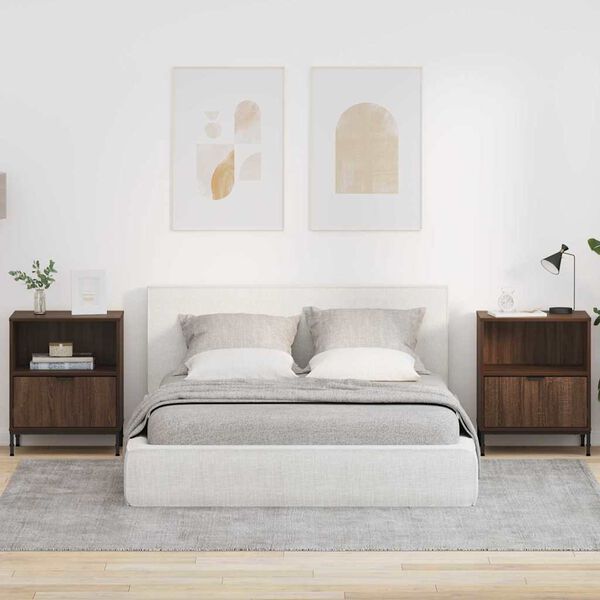 vidaXL Nattbordskap 2 pcs brun eik 49 x 36 x 61 cm Konstruert tre