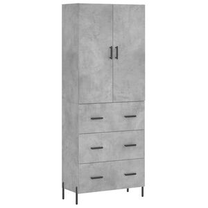 vidaXL Highboard betonggr&aring; 69,5x34x180 cm konstruert tre