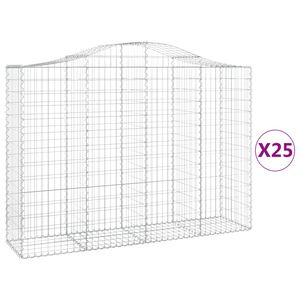 vidaXL Gabionkurver buede 25 stk 200x50x140/160 cm galvanisert jern