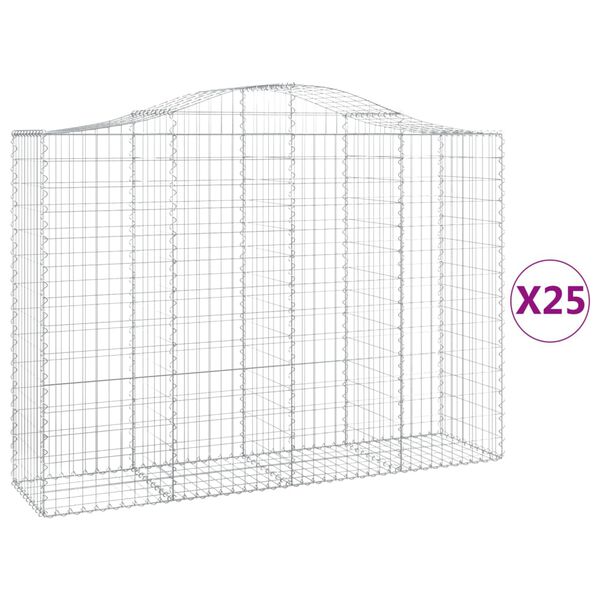 vidaXL Gabionkurver buede 25 stk 200x50x140/160 cm galvanisert jern
