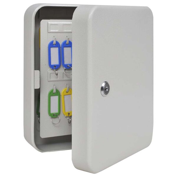 vidaXL Nøkkelboks med lås Hvit 20 x 7.5 x 25 cm Stål