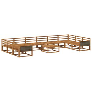 vidaXL Utend&oslash;rs sofa-sett 11 pcs Naturlig Solid akasietre