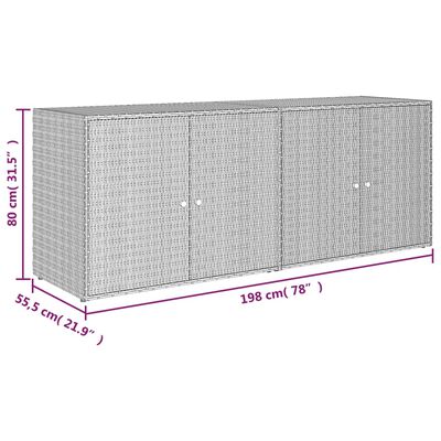 vidaXL Putekasse grå 198x55,5x80 cm polyrotting