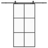 vidaXL Skyved&oslash;r med monteringssett svart 102x205 cm ESG-glass