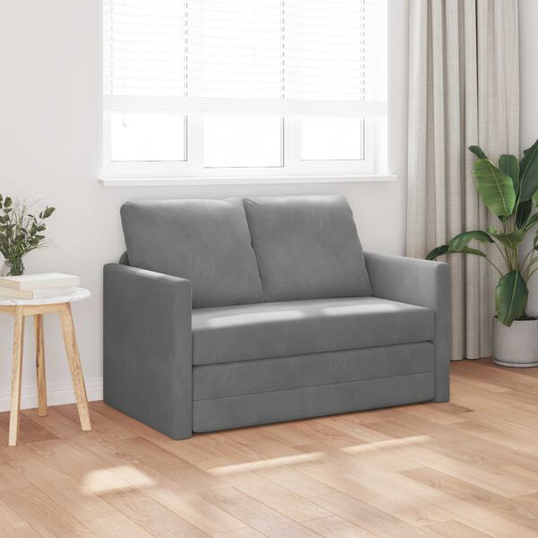 vidaXL Sammenleggbar Sofa seng M&oslash;rkegr&aring; 122 x 70 x 60 cm Fl&oslash;yel