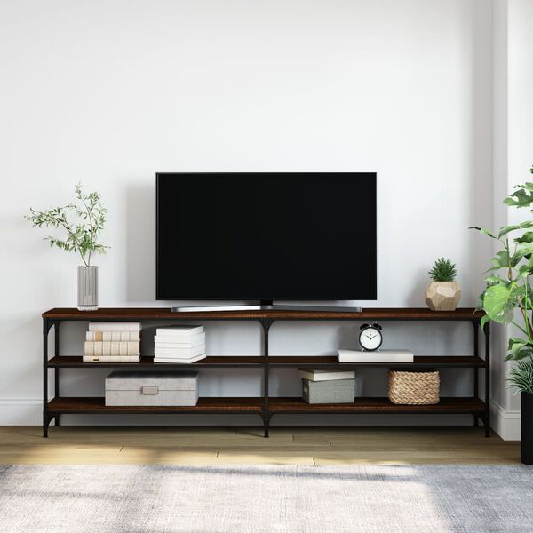 vidaXL TV-benk brun eik 180x30x50 cm konstruert tre og metall