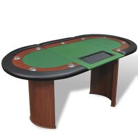 vidaXL 10-spiller pokerbord med dealer-område og chip-skuff grønn