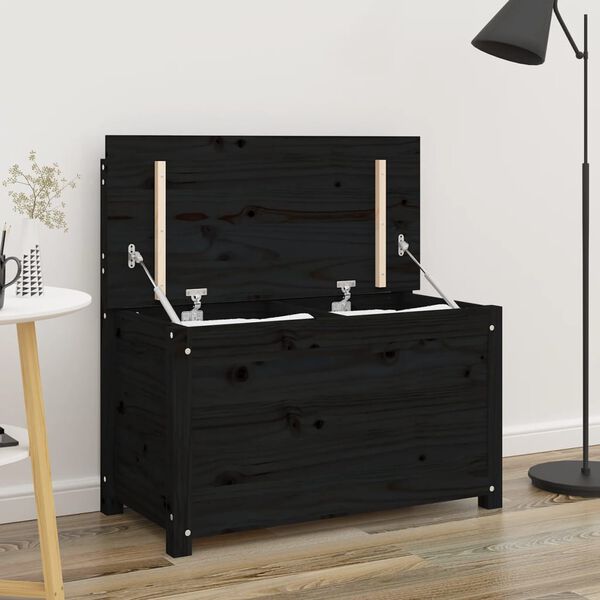 vidaXL Benk svart 80x41x77 cm heltre furu