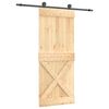 vidaXL Skyved&oslash;r Naturlig og svart 85 x 210 cm Massiv Furu Tre