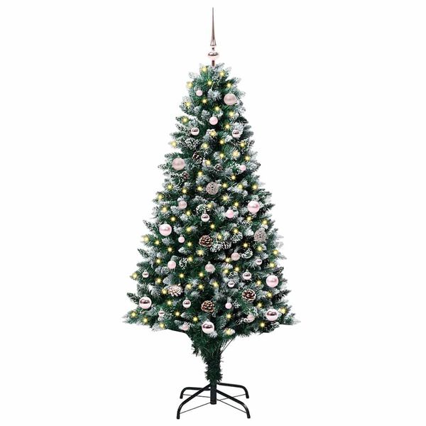 vidaXL Kunstig juletre med 150 LED grønn 150 cm PVC og Stål og Plast