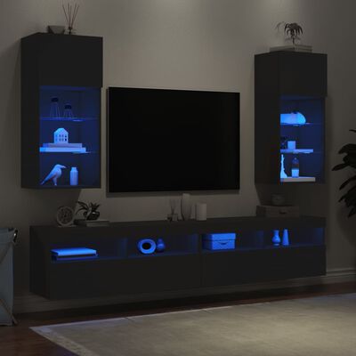 vidaXL TV-benker med LED-lys 2 stk svart 40,5x30x90 cm