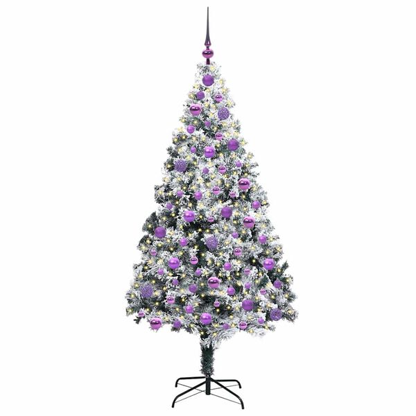 vidaXL Kunstig juletre med 300 LED grønn 180 cm PVC og Stål og Plast
