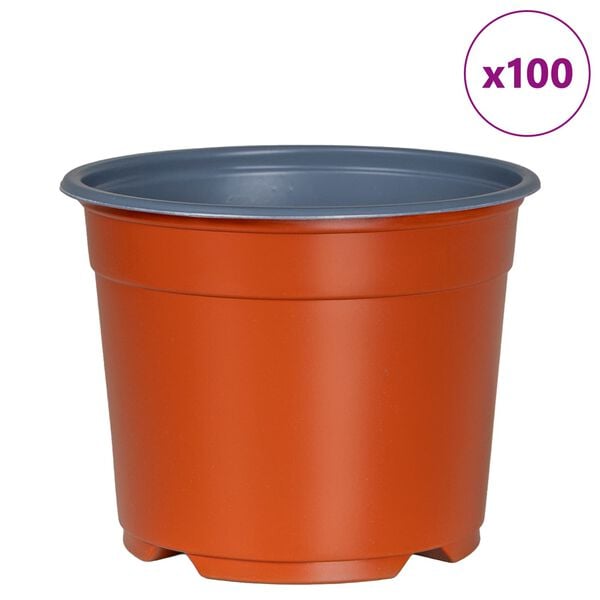 vidaXL Blomsterpotte 100 pcs Terrakotta &Oslash; 15 x 12.5 cm Plast