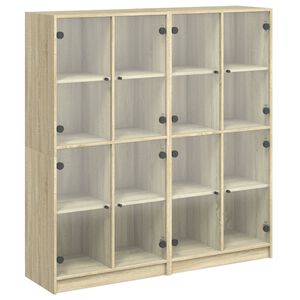 vidaXL Bokhylle med d&oslash;rer sonoma eik 136x37x142 cm konstruert tre