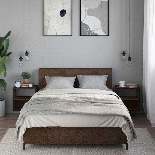 vidaXL Veggmonterte nattbord 2 stk brun eik 40x31x39,5 cm