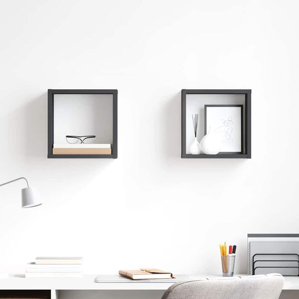 vidaXL Vegghyller kubeformet 2 stk gr&aring; 26x15x26 cm