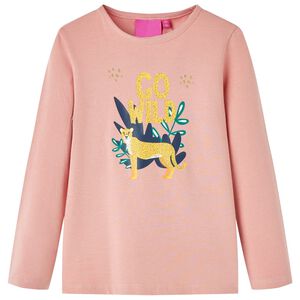 T-skjorte for barn med lange ermer lyserosa 128