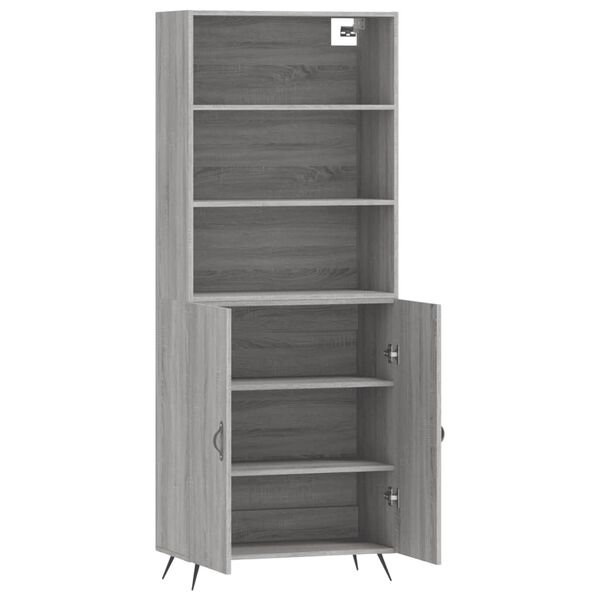 vidaXL Highboard gr&aring; sonoma 69,5x34x180 cm konstruert tre