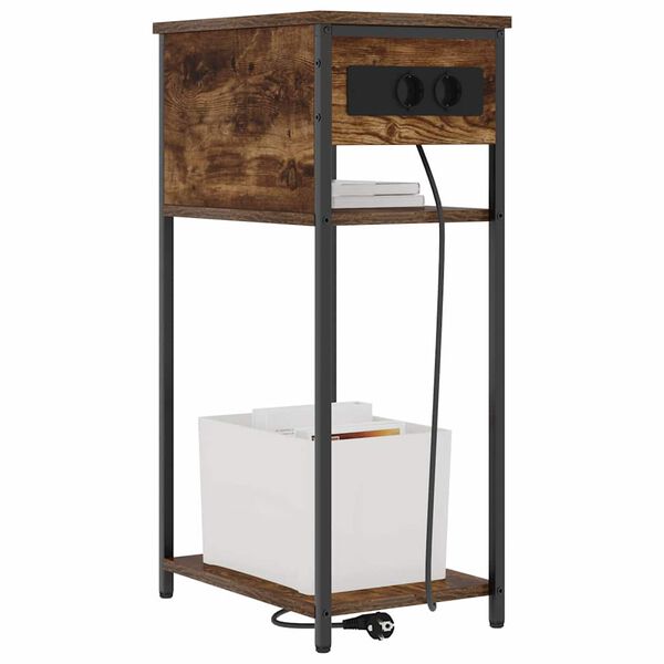 vidaXL Nattbordskap R&oslash;kt eik 41 x 28 x 76 cm Konstruert tre