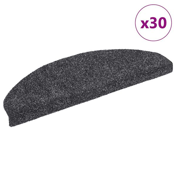 vidaXL Trappematter selvklebende 30 stk 65x21x4 cm m&oslash;rkegr&aring; halvrund store