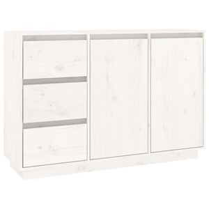 vidaXL Skjenk hvit 111x34x75 cm heltre furu