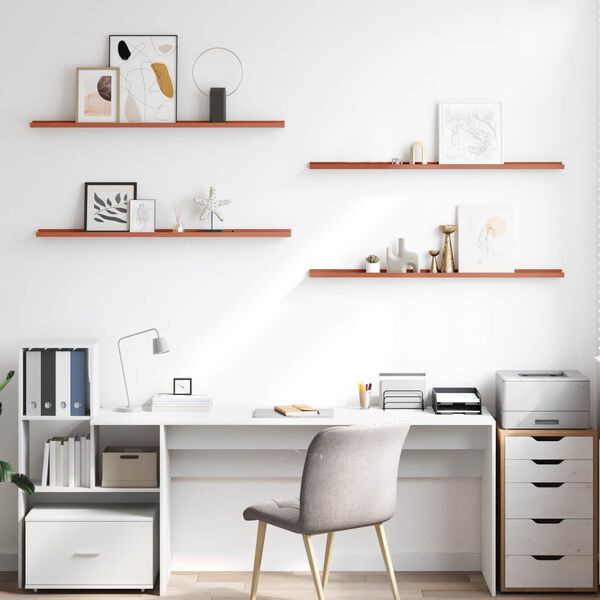 vidaXL Vegghylle med hylle 4 pcs R&oslash;d 115 x 9 x 3 cm Konstruert tre