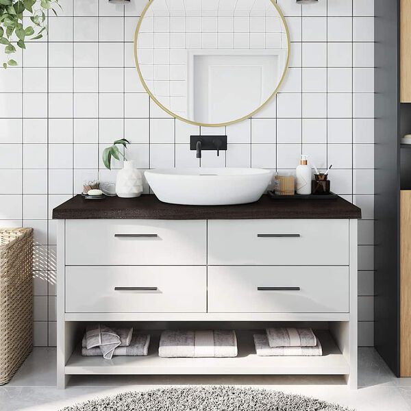 vidaXL Benkeplate til bad m&oslash;rkebrun 100x40x(2-6) cm behandlet heltre