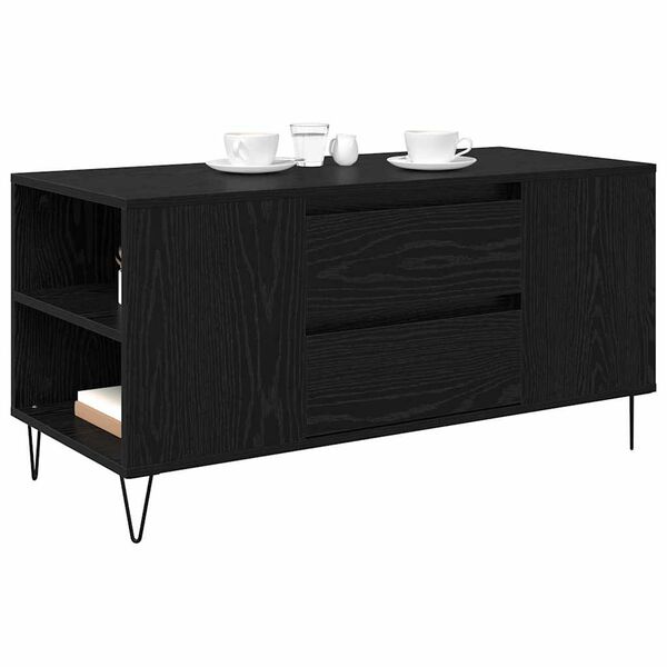 vidaXL Kaffebord med skuff Svart Eik 102 x 44,5 x 50 cm Konstruert tre