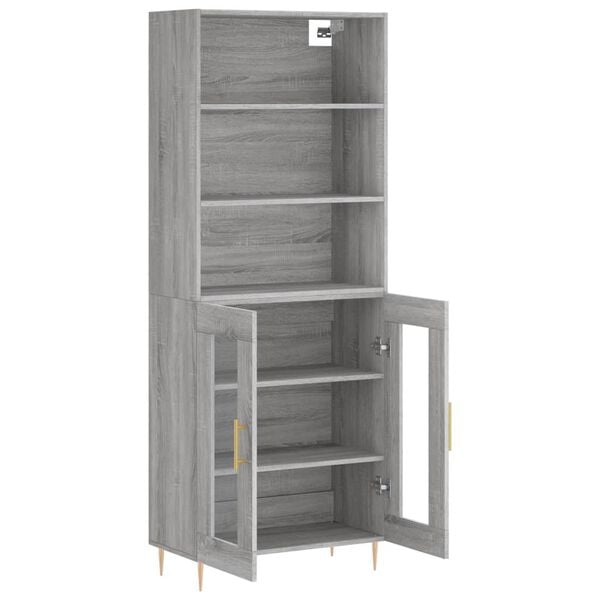 vidaXL Highboard gr&aring; sonoma 69,5x34x180 cm konstruert tre