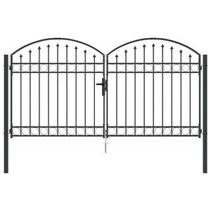 vidaXL Gjerdeport med l&aring;s Gr&aring; 301 x 224.5 cm St&aring;l