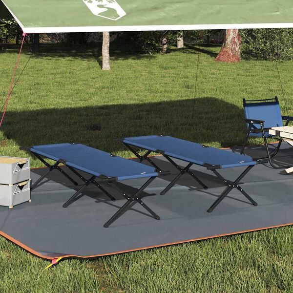 vidaXL Sammenleggbar camping seng 2 pcs Bl&aring; 193 x 69 x 45 cm
