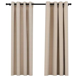 vidaXL Lystette gardiner maljer og lin-design 2 stk beige 140x175 cm