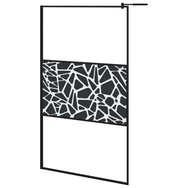 vidaXL Dusjvegg 115x195 cm ESG-glass med steindesign svart