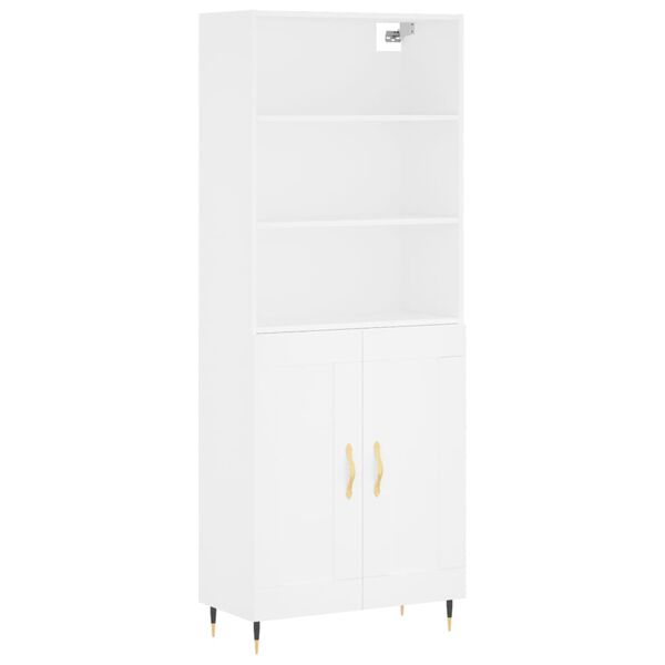 vidaXL Highboard hvit 69,5x34x180 cm konstruert tre