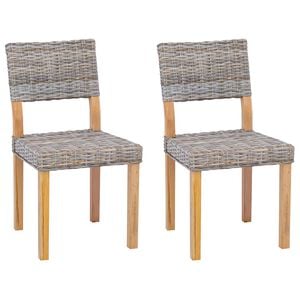 vidaXL Spisestuestol 2 pcs Kubu Gr&aring; 46 x 55 x 84 cm Kubu Rattan