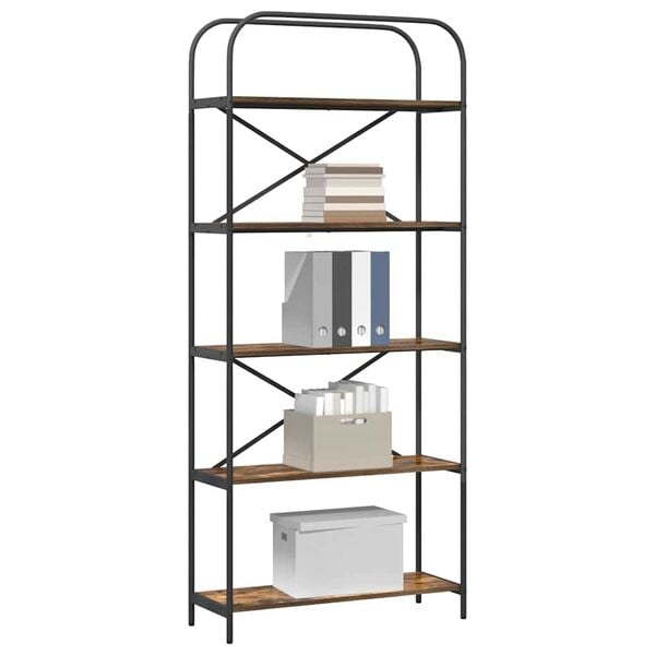 vidaXL Bokhylle R&oslash;kt eik 80 x 30 x 183 cm Konstruert tre