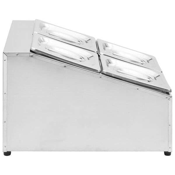 vidaXL GN-beholder med 4 GN 1/6 beholdere rustfritt stål