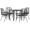 vidaXL Hagespisegruppe 5 deler svart polyrotting glass