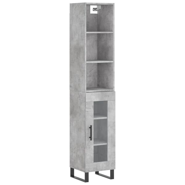vidaXL Highboard betonggr&aring; 34,5x34x180 cm konstruert tre
