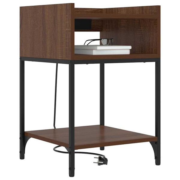 vidaXL Nattbordskap med hylle Brun Eik 40 x 40 x 61 cm Konstruert tre