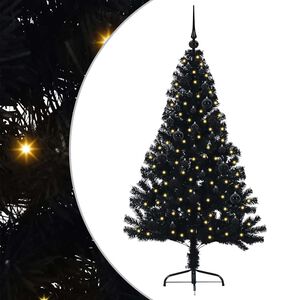 vidaXL Kunstig Forh&aring;ndsopplyst Juletre med 150 LED Svart 150 cm PVC