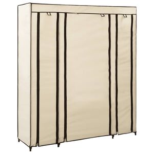 vidaXL Garderobeskap med rom og stenger krem 150x45x176 cm stoff