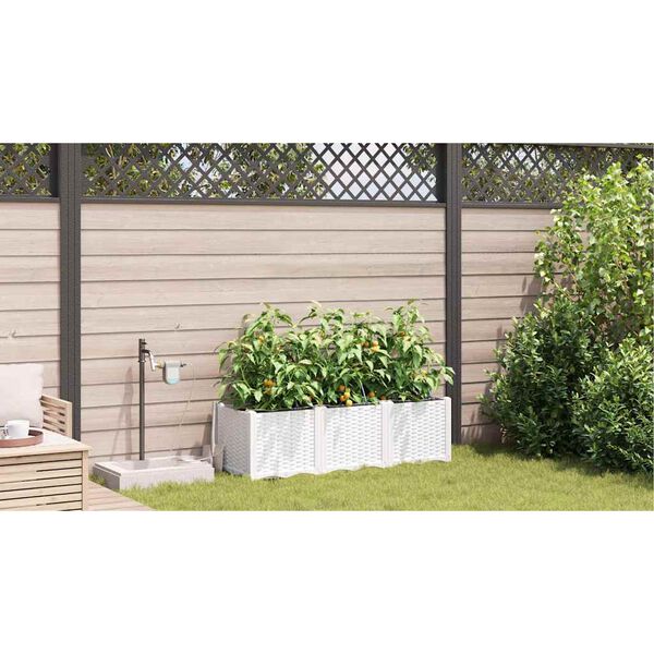 vidaXL Hageblomsterpotte 3 pcs Hvit Plast