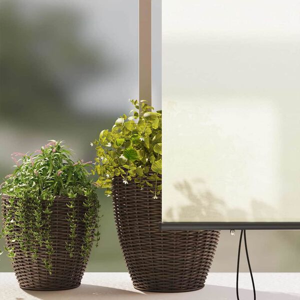 vidaXL Utendørs Rullegardin Stripete Justerbar Krem 220 x 250 cm stoff