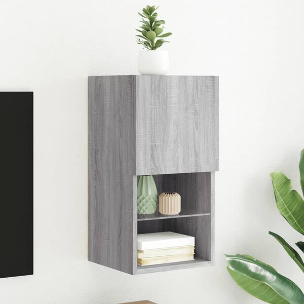 vidaXL TV-benker med LED-lys gr&aring; sonoma 30,5x30x60 cm