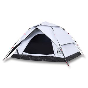 vidaXL Campingtelt 4 personer hvit blendingsstoff hurtigutl&oslash;ser